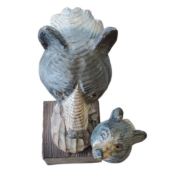 Hand Carved Wood Black Bear And Cub Mounted Lodge Decor Cabin‎ 10 X 7 - Picture 4 of 10